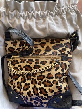 Luce Leopard Studded chains Crossbody Bag Triple Entry 3 compartments Vegan